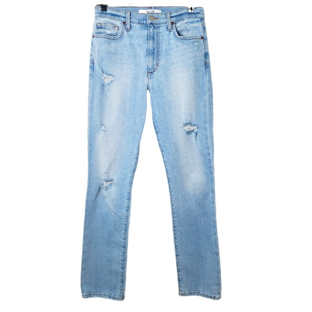 Joe's Jeans High Rise Straight Leg Ankle Jean in Distressed Light Wash Dundee 26